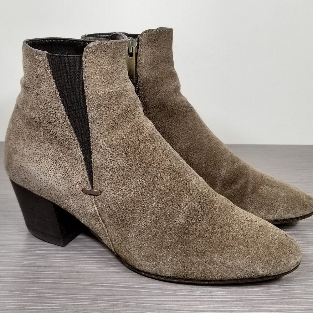 Aquatalia Faylynn Weatherproof Suede Bootie, Taupe, Womens Size 6 M
